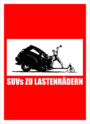 SUVs zu Lastenrädern - Rückenaufdruck