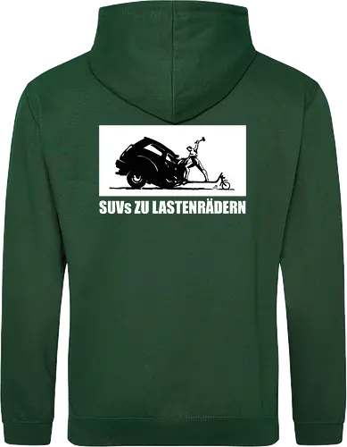 SUVs zu Lastenrädern - Rückenaufdruck