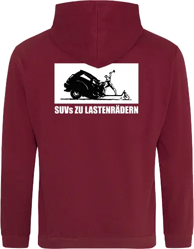SUVs zu Lastenrädern - Rückenaufdruck