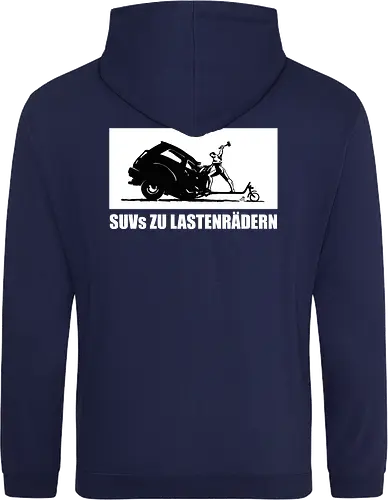 SUVs zu Lastenrädern - Rückenaufdruck