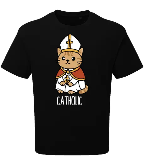Adorable Catholic Pope Cat Cartoon 