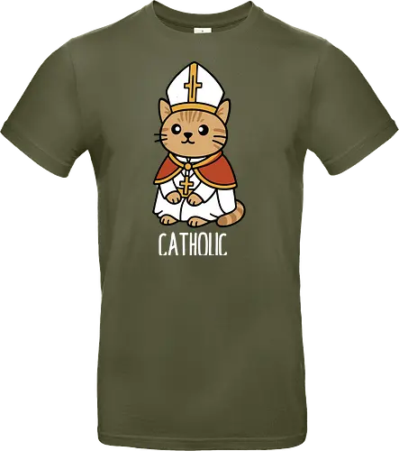 Adorable Catholic Pope Cat Cartoon 
