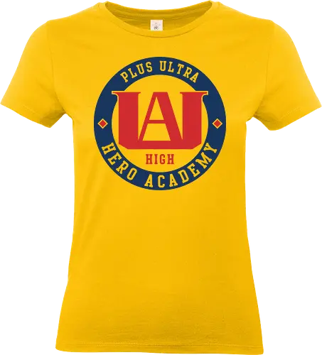 Academia U.A. High Plus Ultra Emblem Art - Academia, U.A. High, Plus Ultra, MHA, anime, manga, Deku, All Might, hero academy, anime art, fan merchandise, hero logo, U.A. emblem, aspiring heroes, anime clothing - Standard T-Shirt (Women)