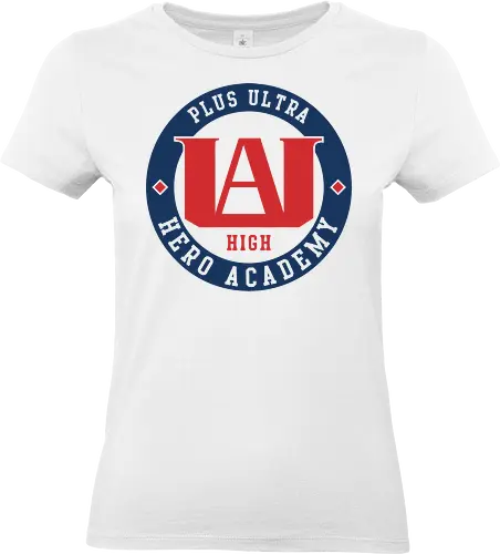 Academia U.A. High Plus Ultra Emblem Art - Academia, U.A. High, Plus Ultra, MHA, anime, manga, Deku, All Might, hero academy, anime art, fan merchandise, hero logo, U.A. emblem, aspiring heroes, anime clothing - Standard T-Shirt (Women)
