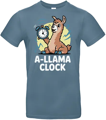 A-llama Clock - llama, alarm clock, cartoon, humor, pun, playful, fun, character, cute, colorful - Standard T-Shirt
