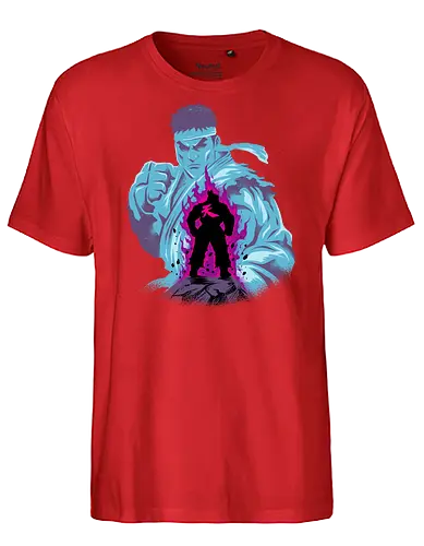 fighting the demon  - streetfighter, akuma, mbison, ryu, ken, fighter, game, 80s, cool, attack, versus - Fairtrade T-Shirt