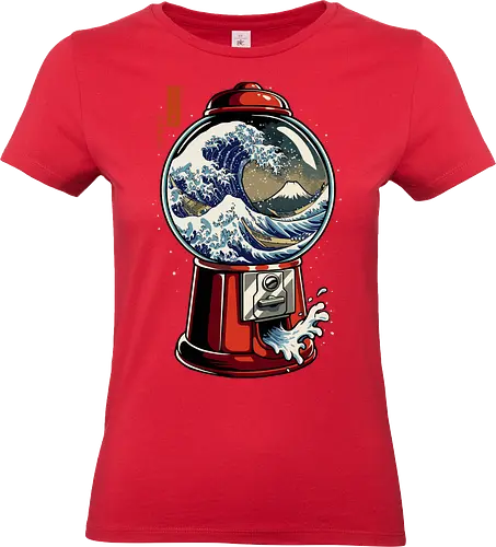 Die große Gumball-Welle - Kaugummi, Welle, Kanagawa-Welle, Kaugummiautomat, Pop-Art, Ästhetik, Illustration, Japan, Japanisch, Lustig, Geek, Die Große Welle von Kanagawa, Anime - Standard T-Shirt (Women)