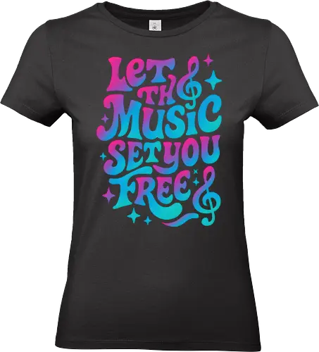 Lass dich von der Musik befreien, Retro-Vibes - Musik, Musical, Neon, Ästhetik, Illustration, Pop-Art, Cool, Lustig, DJ, Energie, Retro, Vibes, Groovy, Gute Stimmung, LM2Kone - Standard T-Shirt (Women)