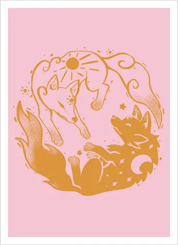 Sun and Moon Golden Wolves