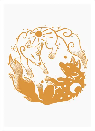 Sun and Moon Golden Wolves