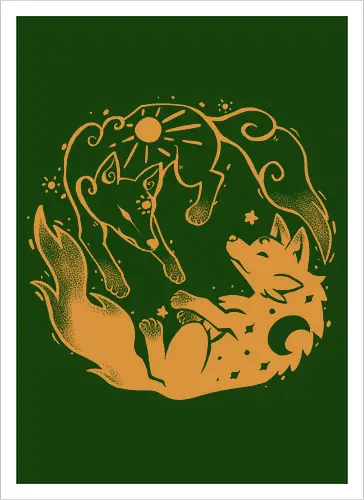 Sun and Moon Golden Wolves