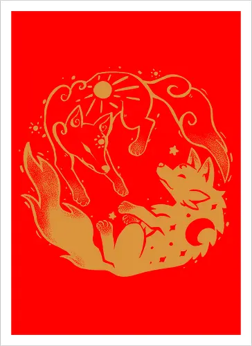 Sun and Moon Golden Wolves