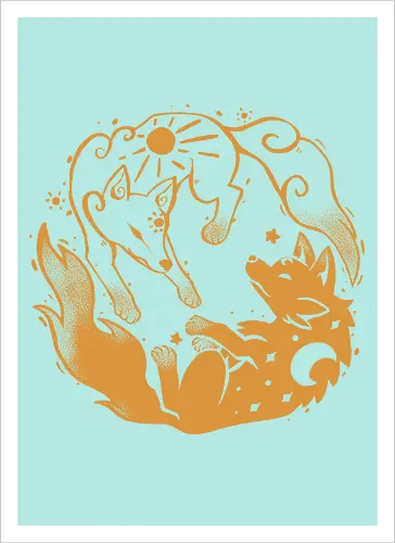 Sun and Moon Golden Wolves
