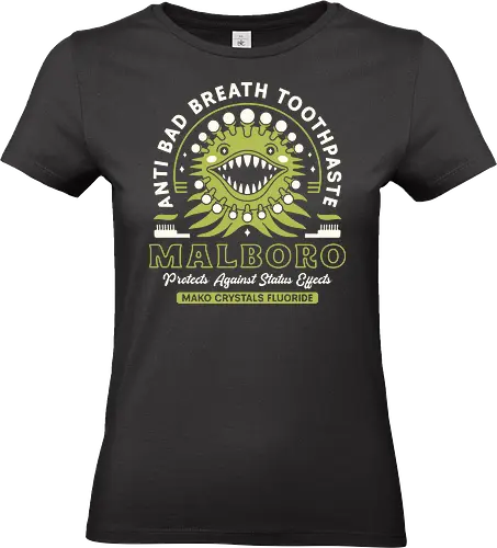 Malboro Toothpaste Emblem - final 9, final 7, final ix, malboro, molbol, quina quen, Cactus, Kupo, Kweh, final xiv, ff14, Cloud, Villain, video game, fat chocobo, vivi ornitier, black mage, fantasy - Standard T-Shirt (Women)