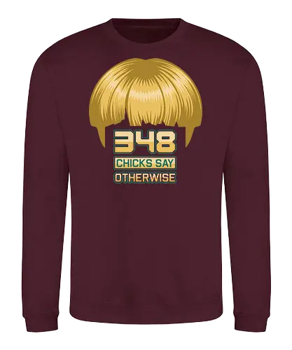 Guy Gardner 348 Chicks Say Otherwise - nathan fillion, guy, bowl cut, bowl haircut 348 chicks, funny, nathan, fillion, sci fi, comic, comics, superhero, superheroes, bowl head, bowl haircut - Sweatshirt