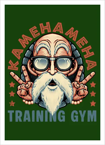 Kame Training Gym - Anime, Japan, adventure, animation, animated, cartoons, fitness, gym - Artprint