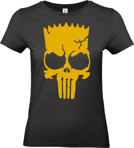 Bart Simpson Skull Superhero Mashup - Bart Simpson, Superhero, skull, mashup, The Simpsons, Comic, comic, cartoon, edgy art, pop culture, fan art, crossover, rebellious, iconic, yellow skull, graphic print, cool design, anti-hero, animated, unique gift - Standard T-Shirt (Women)