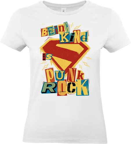 Kind Punk Superhero - Super, man, Punk Rock, Punk, Comic, Comics, Comic Book, Comic Convention, Comic Art, Superheroes, Superhero, Super Hero, Hero, Hope, Justice, Symbol, Kindness, Magazine, Spray Paint - Standard T-Shirt (Women)