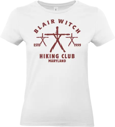 Blair Witch Hiking Club Vintage - blair witch, hiking club, 90s horror movie, 90s movies, blair witch project, forest, campfire, found footage, horror, paranormal, skull, witch - Standard T-Shirt (Women)