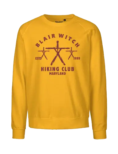 Blair Witch Hiking Club Vintage - blair witch, hiking club, 90s horror movie, 90s movies, blair witch project, forest, campfire, found footage, horror, paranormal, skull, witch - Fairtrade Sweatshirt