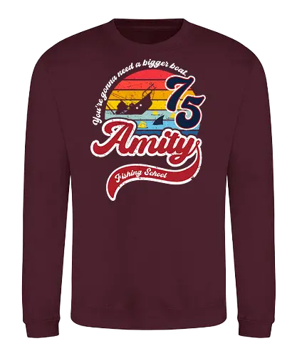 Amity island fishing school - retro, jaws, shark, 70s, movies, films - Sweatshirt