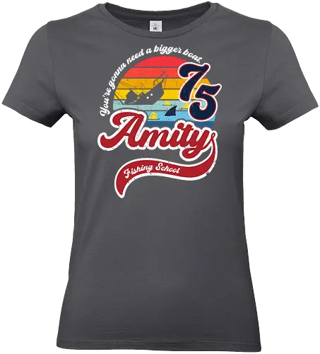 Amity island fishing school - retro, jaws, shark, 70s, movies, films - Standard T-Shirt (Women)