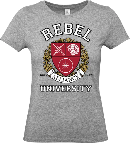 Rebel alliance university - retro, rebel, 70s, movies, films, date, galaxy, star, university, school, logo, shield - Standard T-Shirt (Women)