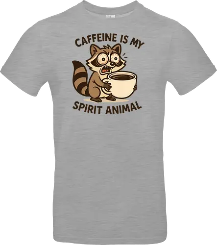 Caffeine is My Spirit Animal Raccoon Coffee Lover Art - Caffeine, spirit animal, coffee, raccoon, coffee lover, coffee addict, funny coffee, morning person, night owl, tired, wired, espresso, barista, coffee humor, animal art, cartoon, cute raccoon, relatable, gift for coffee lover, energy drink - Standard T-Shirt