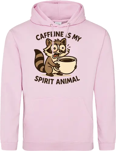 Caffeine is My Spirit Animal Raccoon Coffee Lover Art - Caffeine, spirit animal, coffee, raccoon, coffee lover, coffee addict, funny coffee, morning person, night owl, tired, wired, espresso, barista, coffee humor, animal art, cartoon, cute raccoon, relatable, gift for coffee lover, energy drink - Standard Hoodie