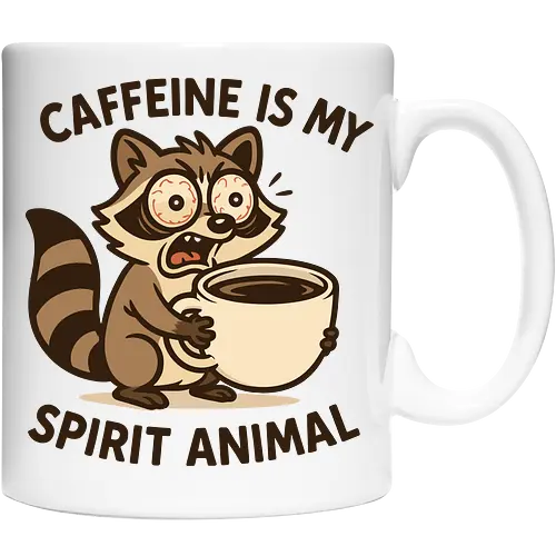 Caffeine is My Spirit Animal Raccoon Coffee Lover Art