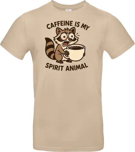 Caffeine is My Spirit Animal Raccoon Coffee Lover Art - Caffeine, spirit animal, coffee, raccoon, coffee lover, coffee addict, funny coffee, morning person, night owl, tired, wired, espresso, barista, coffee humor, animal art, cartoon, cute raccoon, relatable, gift for coffee lover, energy drink - Standard T-Shirt