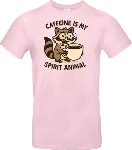 Caffeine is My Spirit Animal Raccoon Coffee Lover Art - Caffeine, spirit animal, coffee, raccoon, coffee lover, coffee addict, funny coffee, morning person, night owl, tired, wired, espresso, barista, coffee humor, animal art, cartoon, cute raccoon, relatable, gift for coffee lover, energy drink - Standard T-Shirt