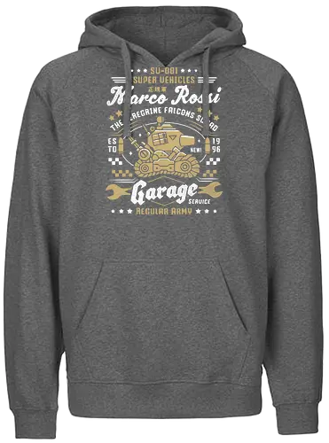Peregrine Falcons Squad Garage - metal slug, metal slug tactics, marco rossi, sv 001, eri kasamoto, tarma roving, fio germi, arcade, super vehicle 001, nostalgia, video game, gaming, gamer, garage, retro - Fairtrade Hoodie
