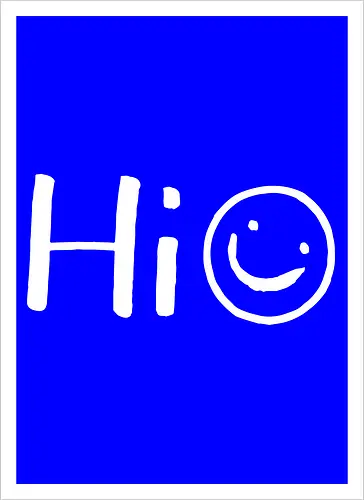 Hi - Smiley, Lächeln, Spruch, Hi, Statement, Minimalismus, einfach, freundlich, Lachen, funny - Artprint