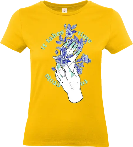 Grow - Blumen, Typo, Kraft, Power, Liebe, Mut, Support, Healing, Selflove, Statement - Standard T-Shirt (Women)