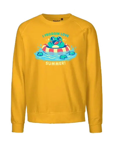 I Froggin Love Summer - Frosch, Sommer, kawaii Frosch, lustiger Frosch, Sommerfrosch, Froschkern, niedliches Wortspiel, frog, summer, kawaii frog, funny frog, summer frog, frogcore, cute pun - Fairtrade Sweatshirt