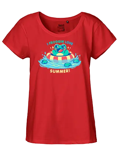 I Froggin Love Summer - Frosch, Sommer, kawaii Frosch, lustiger Frosch, Sommerfrosch, Froschkern, niedliches Wortspiel, frog, summer, kawaii frog, funny frog, summer frog, frogcore, cute pun - Fairtrade Girl Shirt
