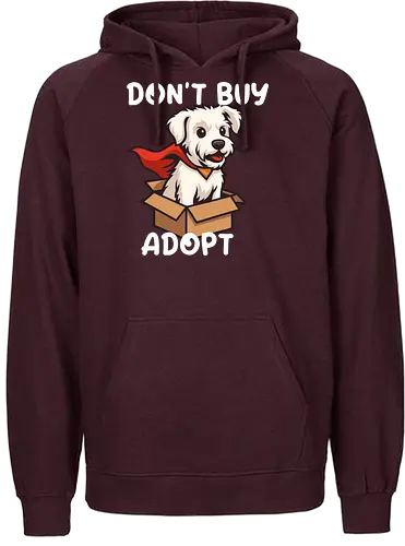 Don't Buy Adopt - dog art, pet merchandise, furry friend, forever home, Don't Buy Adopt, pet adoption, rescue dog, Krypto, Superdog, Supergirl's dog, dog lover, animal rescue, shelter dog, adopt don't shop, puppy, superhero dog, cute dog, pet owner, animal advocate - Fairtrade Hoodie