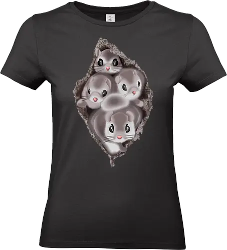 Fluffy Tree Hollow - Eichhörnchen, squirrel, Japan, fluffy, adorable, cute, flauschig, niedlich, tree house, Baumhöhle, strike a pose, Pose einnehmen - Standard T-Shirt (Women)