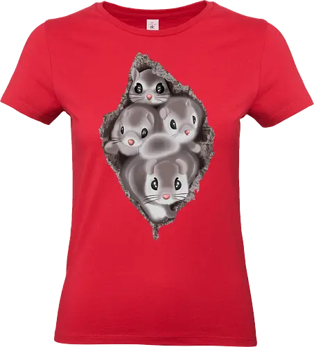 Fluffy Tree Hollow - Eichhörnchen, squirrel, Japan, fluffy, adorable, cute, flauschig, niedlich, tree house, Baumhöhle, strike a pose, Pose einnehmen - Standard T-Shirt (Women)