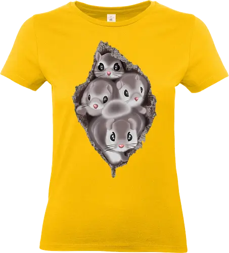 Fluffy Tree Hollow - Eichhörnchen, squirrel, Japan, fluffy, adorable, cute, flauschig, niedlich, tree house, Baumhöhle, strike a pose, Pose einnehmen - Standard T-Shirt (Women)