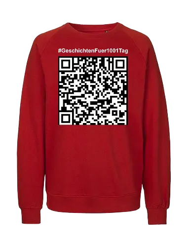 #GeschichtenFuer1001Tag - helle Schrift - Fairtrade Sweatshirt