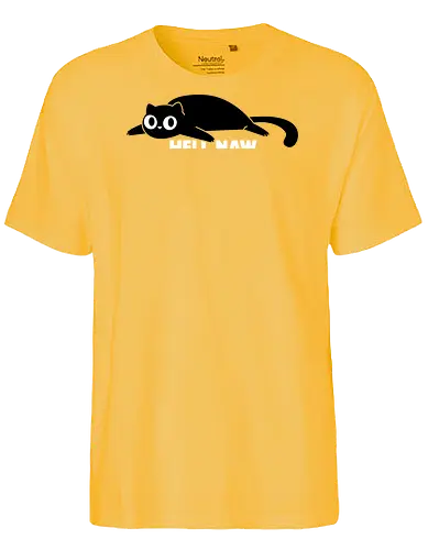 Hell Naw - Cats, black cat, kitty, kitten, cute cat, big eyed cat, lazy, relaxing, chilling, chilled cat, not today, hell no - Fairtrade T-Shirt