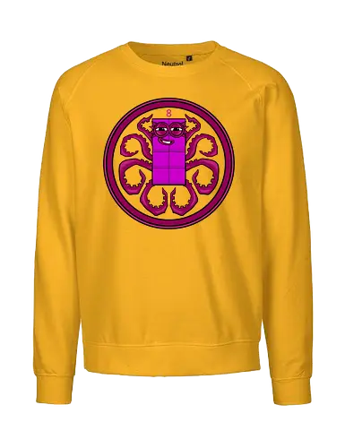 hail octoblock - octopus, logo, mascot, cartoon, kids, cool, fun, funny, smile, happy, superhero, villain - Fairtrade Sweatshirt