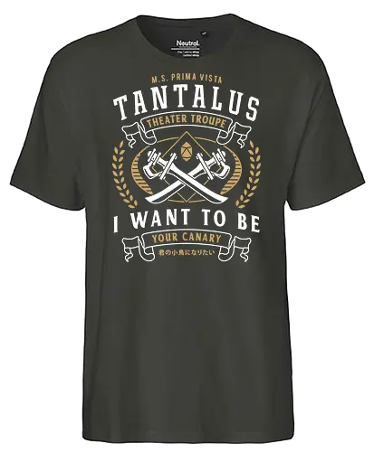 Tantalus Theater Troupe Emblem - final 9, final 7, final ix, quina quen, Cactus, yitan, Kupo, Kweh, final xiv, ff14, Cloud, Villain, video game, fat chocobo, vivi ornitier, black mage, fantasy - Fairtrade T-Shirt