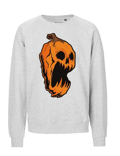Pumpkin eerie - halloween, pumpkin, eerie, spooky, ghostly, decayed, orange, gray background, horror, creepy - Fairtrade Sweatshirt