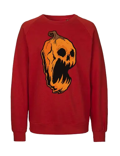 Pumpkin eerie - halloween, pumpkin, eerie, spooky, ghostly, decayed, orange, gray background, horror, creepy - Fairtrade Sweatshirt