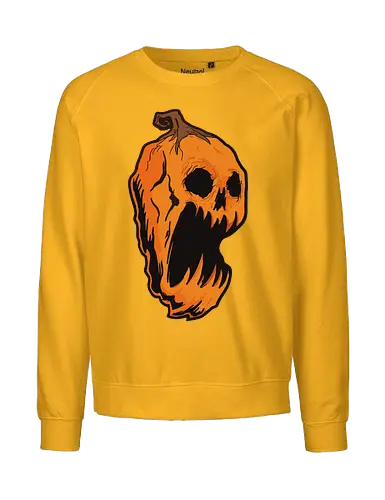 Pumpkin eerie - halloween, pumpkin, eerie, spooky, ghostly, decayed, orange, gray background, horror, creepy - Fairtrade Sweatshirt