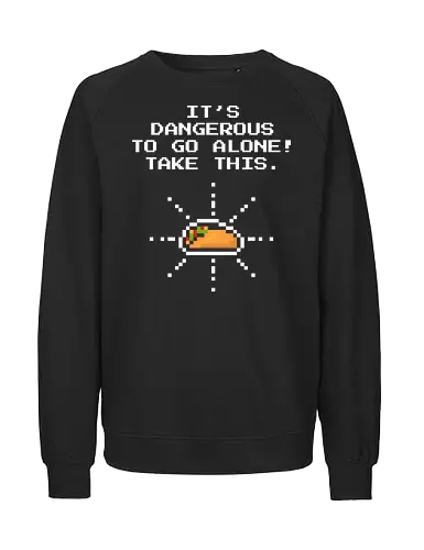 The Taco of Time - taco, 80s, 8bit, food, funny, gamer, gaming, geek, mexican, nostalgia, pixel, retro, taco lover, video game, vintage - Fairtrade Sweatshirt