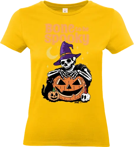 Bone to be Spooky - bone, skeleton, spooky, skull, Halloween, trick or treat, black cat, magic, humor, pumpkin - Standard T-Shirt (Women)
